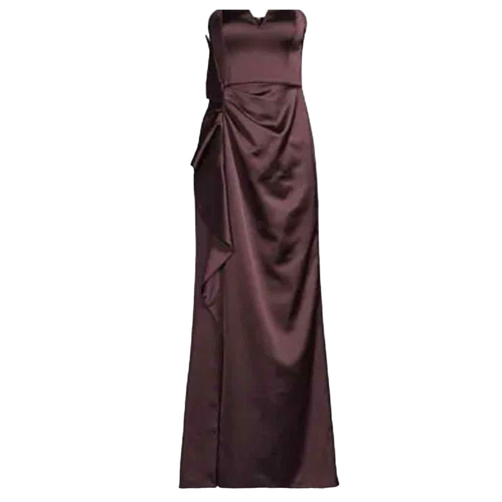 Aidan Mattox Cascading Ruffle Strapless Gown Size US 12 Raisin